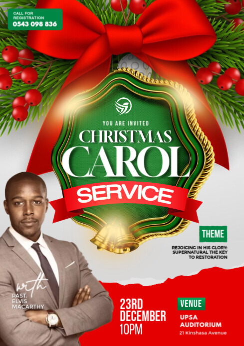 Christmas Carol Service Church Event Flyer A4 template