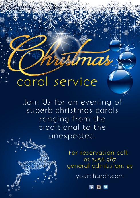 Christmas Carol Service Poster Template PosterMyWall
