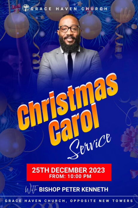 Christmas carol service poster template