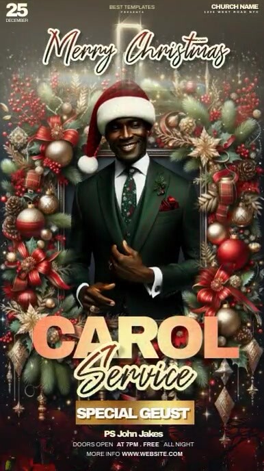 Christmas carol service template Instagram Story