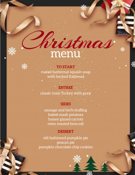 christmas celebration dinner menu TEMPLATE PosterMyWall