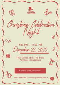 Christmas Celebration Night Event Minimal A4 template