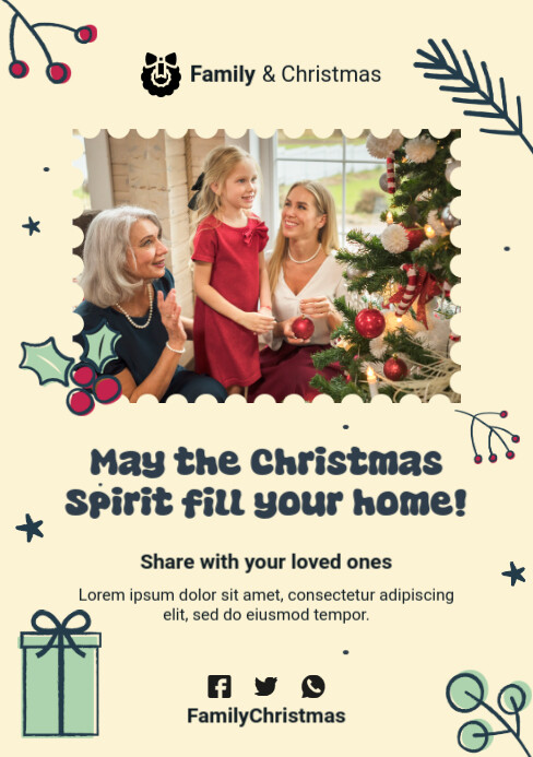 Christmas celebration poster A5 template