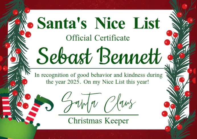 Christmas Certificate Event A5 template