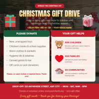 白色 Christmas Gift Drive Instagram-bericht Template