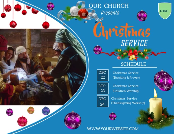 christmas church schdule flyer Volantino (US Letter) template
