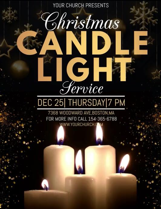 christmas church service, video template Ulotka (US Letter)