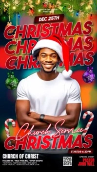 Christmas church service Affichage numérique (9:16) template