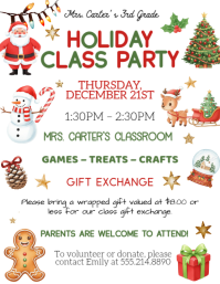 Christmas Classroom Party Invitation Folheto (US Letter) template