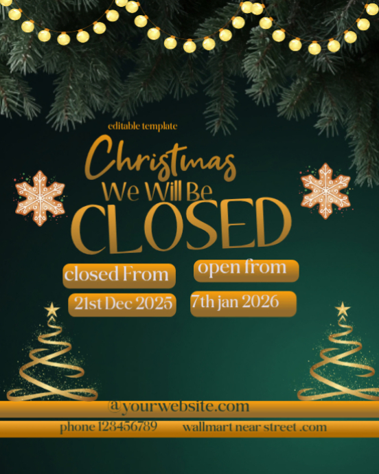 Christmas closing post design template | PosterMyWall