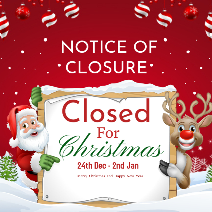 Christmas Closure Announcement Instagram Post Template | PosterMyWall