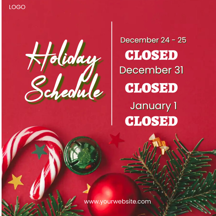 Christmas Closure Dates, Holiday Schedule Template PosterMyWall Christmas Closure Dates, Holiday Schedule Template PosterMyWall