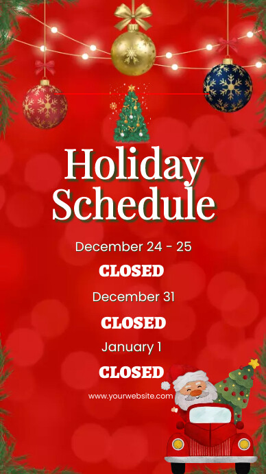 Christmas Closure Dates, Holiday Schedule Template | PosterMyWall