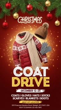 红色 Christmas Coat Drive Instagram Story Template