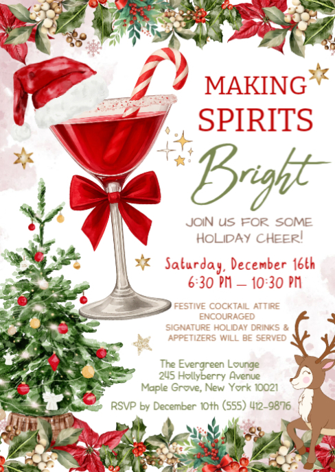 Copy of Christmas Cocktail Party Invitation | PosterMyWall