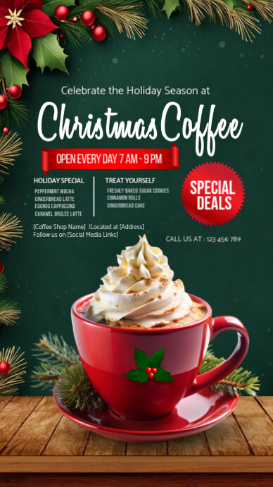 Christmas coffee,coffee menu,event, coffee shop Instagram 快拍 template