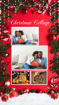 Rød Christmas Collage Digitalt display Template