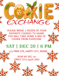 Christmas Cookie Exchange Flyer – Fun Holiday Party Invitation Template Pamflet (VSA Brief)