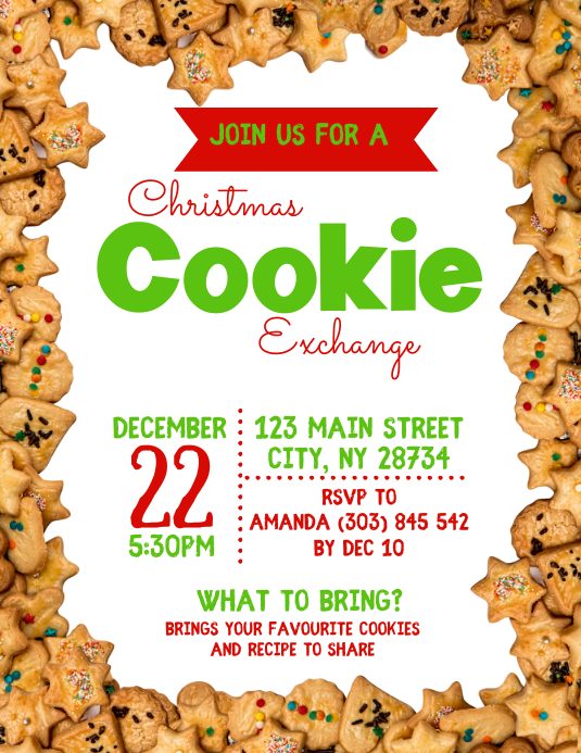 Cookie Exchange Flyer Template Free Printable Word Searches