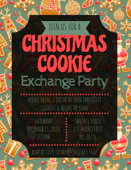 Christmas Cookie Exchange Party Flyer Template PosterMyWall