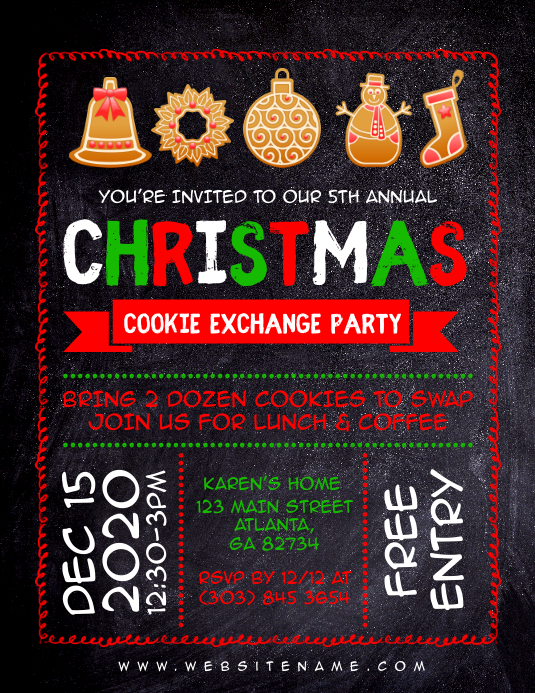 Sjabloon Christmas Cookie Exchange Party Flyer Postermywall