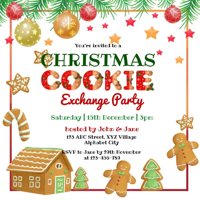 christmas-cookie-exchange-party-invitation-template-postermywall for Free Christmas Cookie Exchange Printable Invitation Christmas Cookie Exchange Party Invitation Template | PosterMyWall for Free Christmas Cookie Exchange Printable Invitation