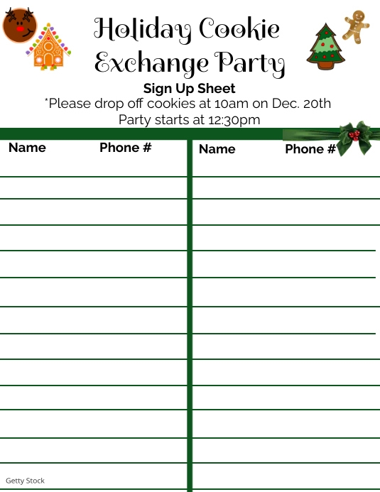 Christmas Cookie Exchange Sign up Template PosterMyWall Christmas Cookie Exchange Sign up Template PosterMyWall