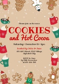 Christmas Cookies and Hot Cocoa Invitation A4 template
