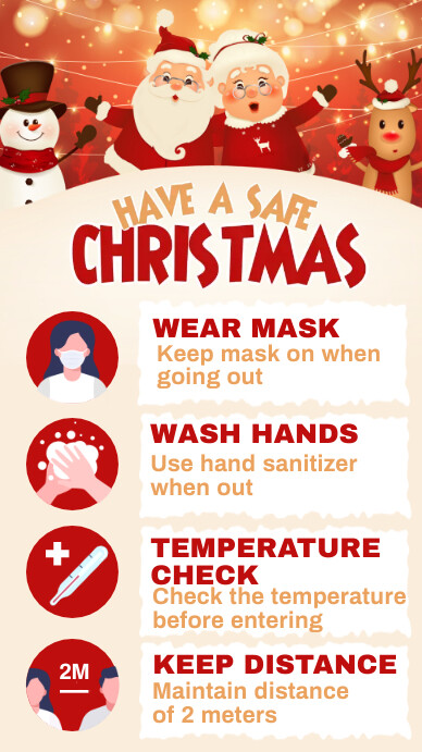 christmas covid-19 precaution, christmas Digital Display (9:16) template