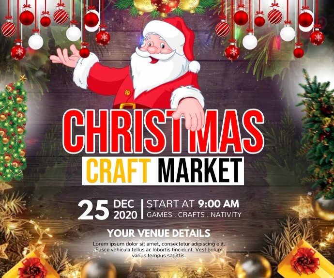 Christmas Craft & Market Flyer Duży prostokąt template