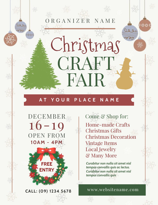 Craft Show Flyer Examples Christmas Craft Fair Flyers Template | PosterMyWall