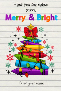 Christmas Crayon Tree Merry and Bright Gift Tag Banner 4' × 6' template