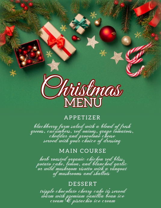 Free Christmas Dinner Menu Template Free Printable Christmas Menu
