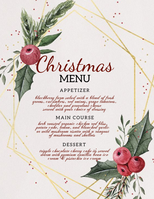 Plantilla de Menú de Cena Del Día de Navidad PosterMyWall
