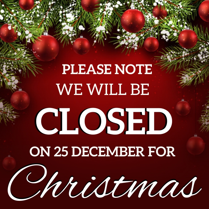 CHRISTMAS DAY SHOP CLOSED NOTICE TEMPLATE Instagram-opslag