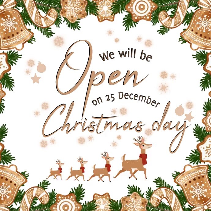 CHRISTMAS DAY SHOP OPEN NOTICE TEMPLATE สี่เหลี่ยมจัตุรัส (1:1)