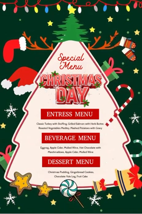 Christmas Day Special Menu Poster template