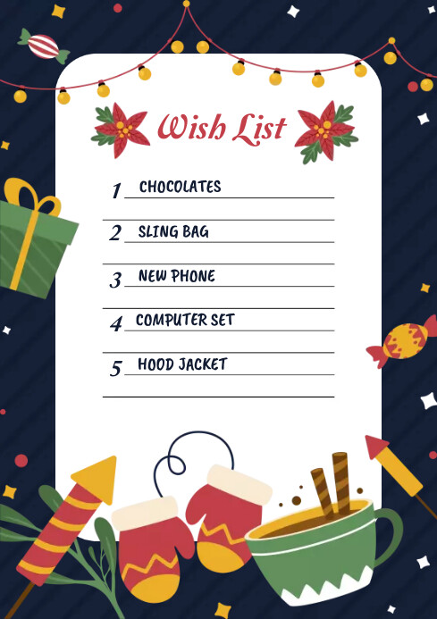 Christmas Day Wish List A4 template