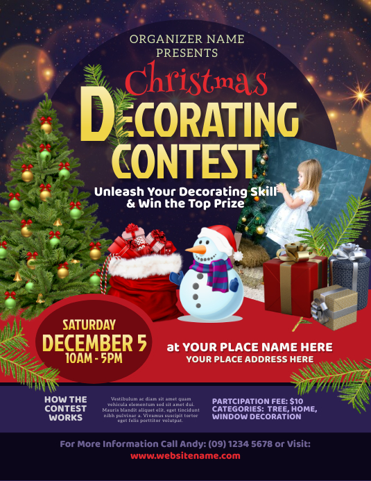 Christmas Decorating Contest Flyer template