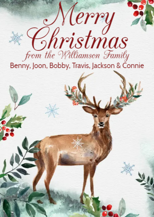 Copy of Christmas Deer Antlers Watercolor Card | PosterMyWall