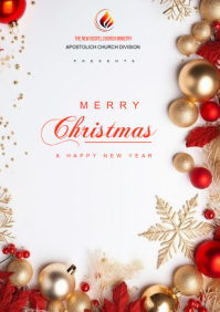 White Christmas and New Year Greeting A5 Template