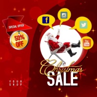 Red Christmas Sale Instagram Plasing Template
