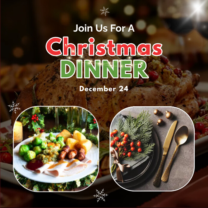 Post Design Dinner Christmas Dinner Template | PosterMyWall
