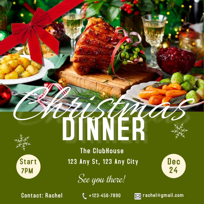 Post Design Dinner Christmas Dinner Template | PosterMyWall