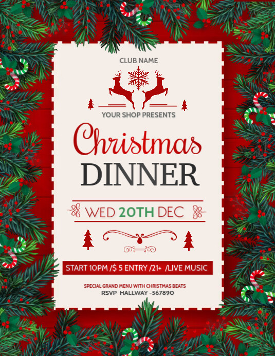 Christmas Dinner Template PosterMyWall Christmas Dinner Template PosterMyWall