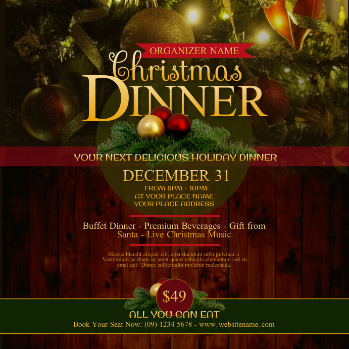 Post Design Dinner Christmas Dinner Instagram Post Template | PosterMyWall