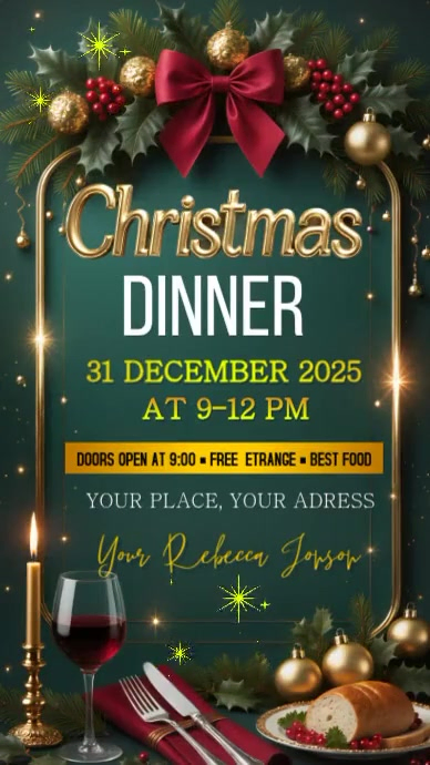 Christmas Dinner Invitation Instagram Story Template | PosterMyWall