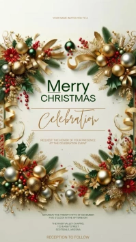 christmas dinner invitation design template Instagram Story