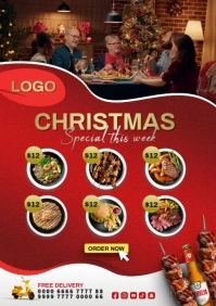 christmas dinner invitation A5 template