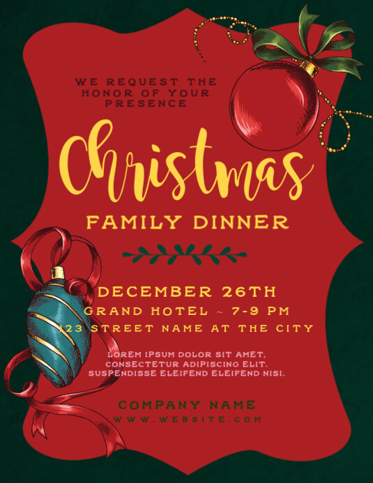 Christmas Dinner Invitation Template PosterMyWall Christmas Dinner Invitation Template PosterMyWall